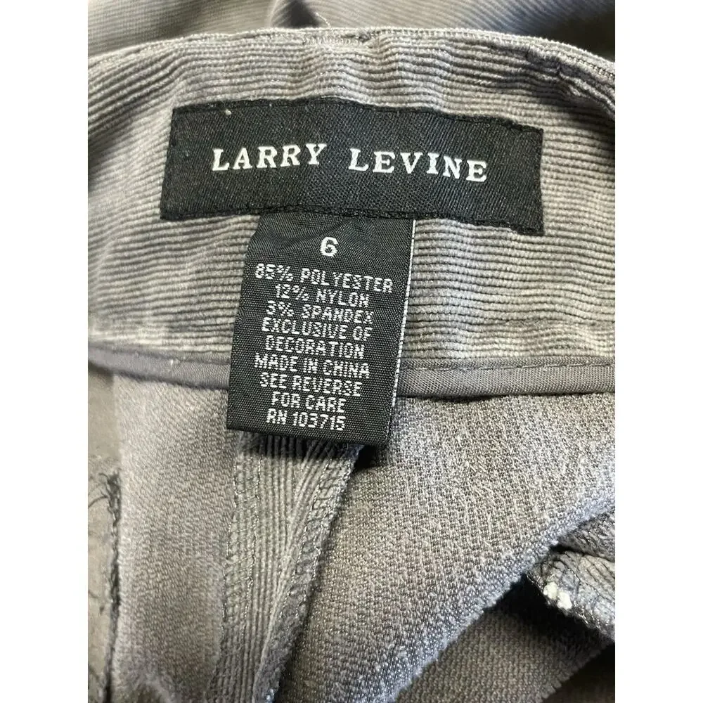 Larry Levine Women's Size 6 Gray Straight Leg Dress Pants Corduroy Stretch